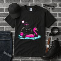 Bigfoot Pool Party Flamingo Funny Sasquatch Pink Float Tall T-Shirt