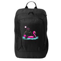 Bigfoot Pool Party Flamingo Funny Sasquatch Pink Float City Backpack