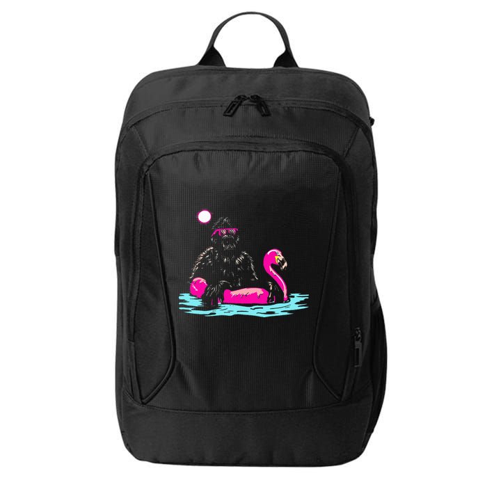 Bigfoot Pool Party Flamingo Funny Sasquatch Pink Float City Backpack