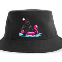 Bigfoot Pool Party Flamingo Funny Sasquatch Pink Float Sustainable Bucket Hat