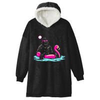 Bigfoot Pool Party Flamingo Funny Sasquatch Pink Float Hooded Wearable Blanket