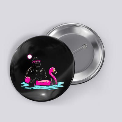 Bigfoot Pool Party Flamingo Funny Sasquatch Pink Float Button