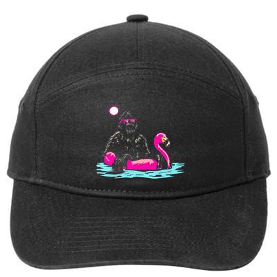 Bigfoot Pool Party Flamingo Funny Sasquatch Pink Float 7-Panel Snapback Hat