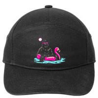 Bigfoot Pool Party Flamingo Funny Sasquatch Pink Float 7-Panel Snapback Hat