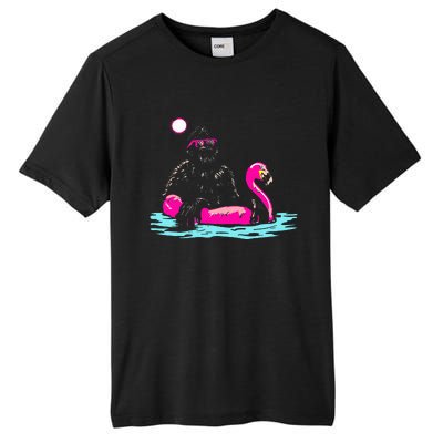 Bigfoot Pool Party Flamingo Funny Sasquatch Pink Float Tall Fusion ChromaSoft Performance T-Shirt