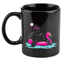 Bigfoot Pool Party Flamingo Funny Sasquatch Pink Float 11oz C Handle Ceramic Mug