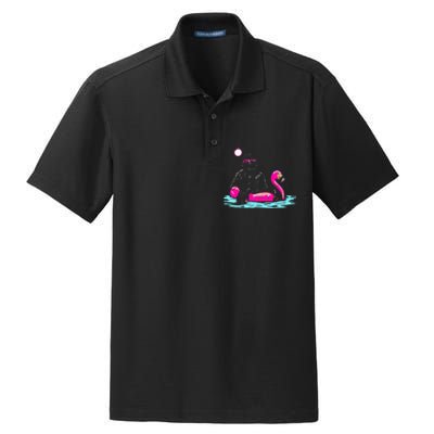 Bigfoot Pool Party Flamingo Funny Sasquatch Pink Float Dry Zone Grid Polo