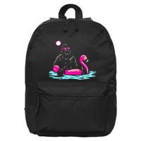 Bigfoot Pool Party Flamingo Funny Sasquatch Pink Float 16 in Basic Backpack