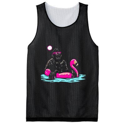 Bigfoot Pool Party Flamingo Funny Sasquatch Pink Float Mesh Reversible Basketball Jersey Tank