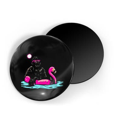 Bigfoot Pool Party Flamingo Funny Sasquatch Pink Float Magnet
