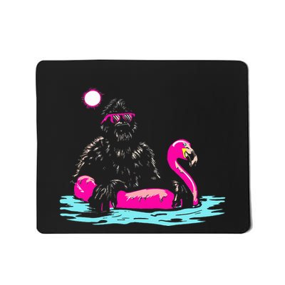 Bigfoot Pool Party Flamingo Funny Sasquatch Pink Float Mousepad