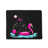 Bigfoot Pool Party Flamingo Funny Sasquatch Pink Float Mousepad
