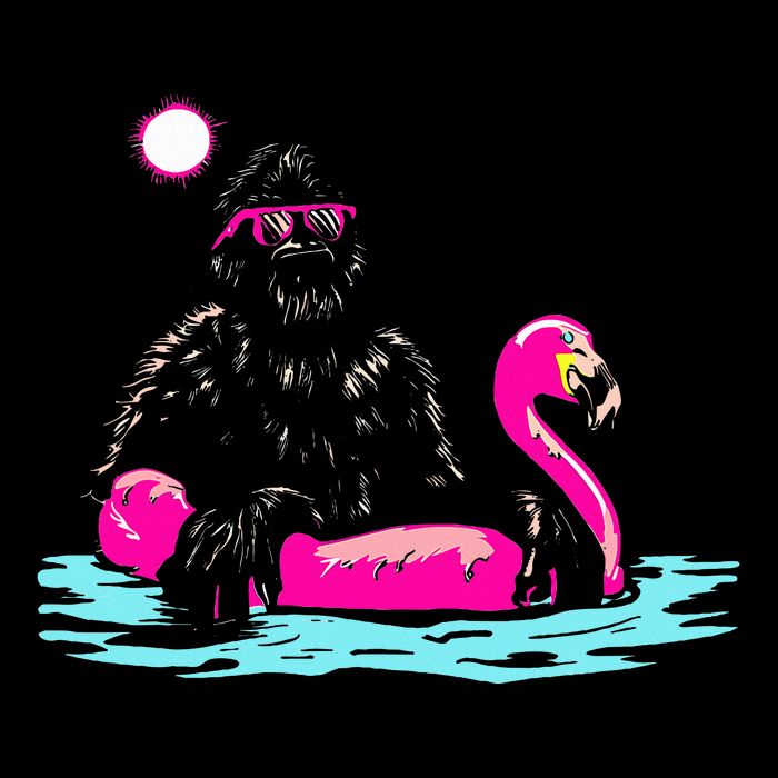 Bigfoot Pool Party Flamingo Funny Sasquatch Pink Float Mousepad