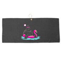Bigfoot Pool Party Flamingo Funny Sasquatch Pink Float Large Microfiber Waffle Golf Towel