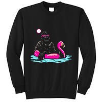 Bigfoot Pool Party Flamingo Funny Sasquatch Pink Float Tall Sweatshirt