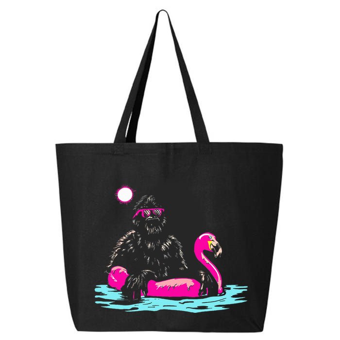 Bigfoot Pool Party Flamingo Funny Sasquatch Pink Float 25L Jumbo Tote