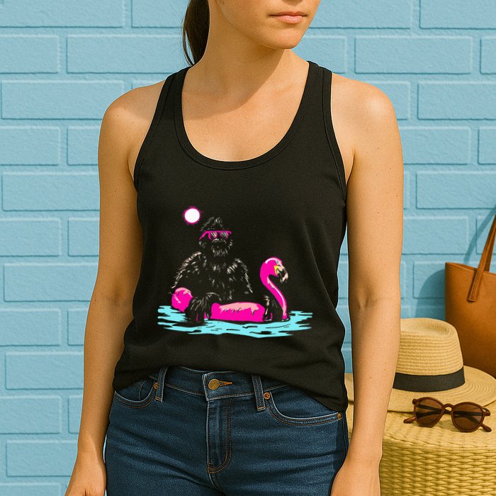 Bigfoot Pool Party Flamingo Funny Sasquatch Pink Float Womens Tank Top