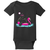 Bigfoot Pool Party Flamingo Funny Sasquatch Pink Float Baby Bodysuit