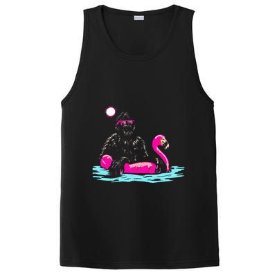 Bigfoot Pool Party Flamingo Funny Sasquatch Pink Float PosiCharge Competitor Tank