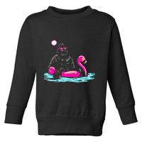 Bigfoot Pool Party Flamingo Funny Sasquatch Pink Float Toddler Sweatshirt