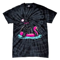 Bigfoot Pool Party Flamingo Funny Sasquatch Pink Float Tie-Dye T-Shirt