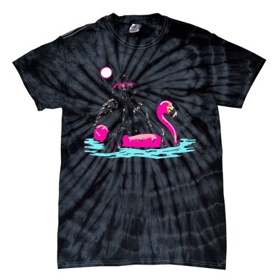 Bigfoot Pool Party Flamingo Funny Sasquatch Pink Float Tie-Dye T-Shirt