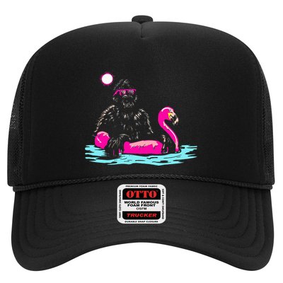Bigfoot Pool Party Flamingo Funny Sasquatch Pink Float Trucker Hat