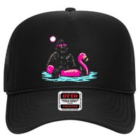 Bigfoot Pool Party Flamingo Funny Sasquatch Pink Float Trucker Hat