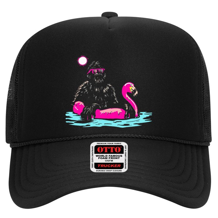 Bigfoot Pool Party Flamingo Funny Sasquatch Pink Float Trucker Hat