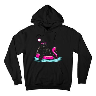 Bigfoot Pool Party Flamingo Funny Sasquatch Pink Float Tall Hoodie