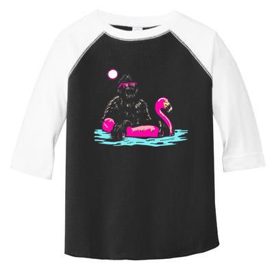 Bigfoot Pool Party Flamingo Funny Sasquatch Pink Float Toddler Fine Jersey T-Shirt