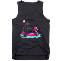 Bigfoot Pool Party Flamingo Funny Sasquatch Pink Float Tank Top