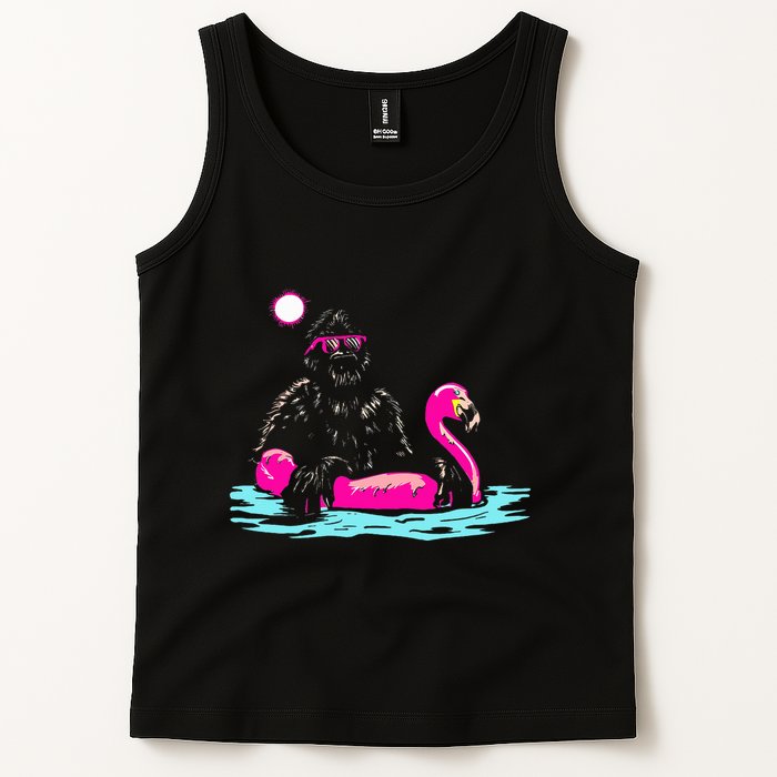 Bigfoot Pool Party Flamingo Funny Sasquatch Pink Float Tank Top
