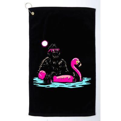 Bigfoot Pool Party Flamingo Funny Sasquatch Pink Float Golf Towel