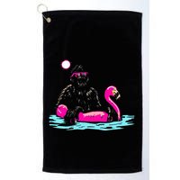 Bigfoot Pool Party Flamingo Funny Sasquatch Pink Float Golf Towel