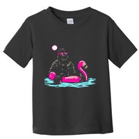 Bigfoot Pool Party Flamingo Funny Sasquatch Pink Float Toddler T-Shirt