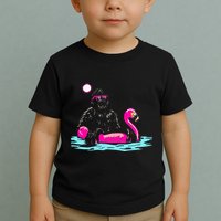Bigfoot Pool Party Flamingo Funny Sasquatch Pink Float Toddler T-Shirt