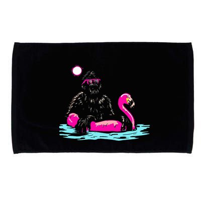 Bigfoot Pool Party Flamingo Funny Sasquatch Pink Float Microfiber Hand Towel
