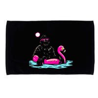 Bigfoot Pool Party Flamingo Funny Sasquatch Pink Float Microfiber Hand Towel