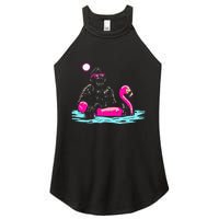 Bigfoot Pool Party Flamingo Funny Sasquatch Pink Float Women's Perfect Tri Rocker Tank