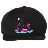 Bigfoot Pool Party Flamingo Funny Sasquatch Pink Float Wool Snapback Cap