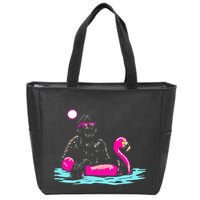 Bigfoot Pool Party Flamingo Funny Sasquatch Pink Float Zip Tote Bag