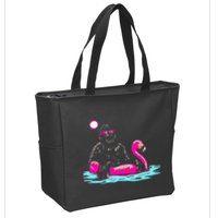 Bigfoot Pool Party Flamingo Funny Sasquatch Pink Float Zip Tote Bag