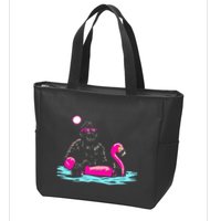 Bigfoot Pool Party Flamingo Funny Sasquatch Pink Float Zip Tote Bag