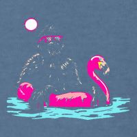 Bigfoot Pool Party Flamingo Funny Sasquatch Pink Float Garment-Dyed Sweatshirt