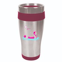 Bigfoot Pool Party Flamingo Funny Sasquatch Pink Float 16oz Travel Tumbler