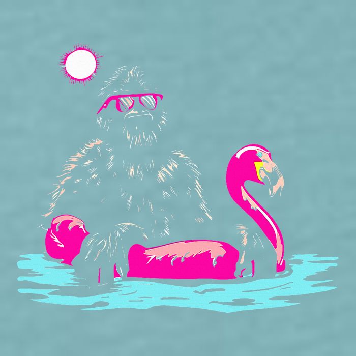 Bigfoot Pool Party Flamingo Funny Sasquatch Pink Float Sueded Cloud Jersey T-Shirt