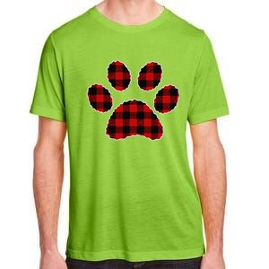 Buffalo Plaid Paw Print Dog Or Cat Lovers Christmas Adult ChromaSoft Performance T-Shirt