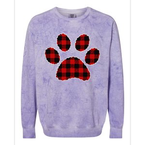 Buffalo Plaid Paw Print Dog Or Cat Lovers Christmas Colorblast Crewneck Sweatshirt