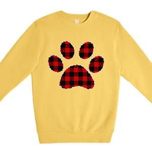 Buffalo Plaid Paw Print Dog Or Cat Lovers Christmas Premium Crewneck Sweatshirt